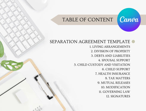 Separation Agreement Template | Editable Legal Separation Contract PDF | Family Law Printable Legal Document | Marriage Separation Form