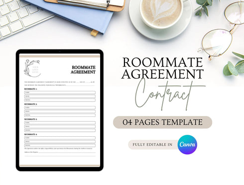 Roommate Agreement Template | Editable Shared Housing Contract PDF | Co Living Legal Document | Printable Roommate Agreement