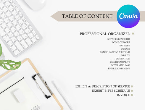 Professional Organizer Contract Template | Home Office Organization Services Agreement PDF | Editable Legal Printable Form | Organizer Contract