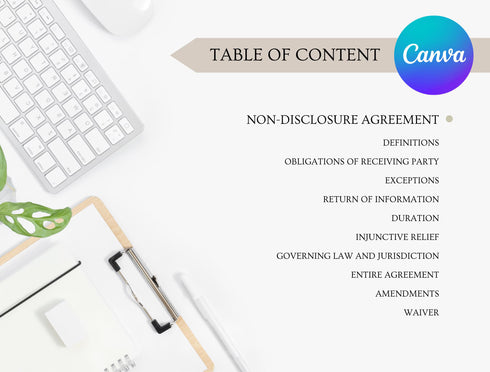 Non Disclosure Agreement Template | Editable Confidentiality Contract PDF | Business Legal Protection Document | Printable NDA Form