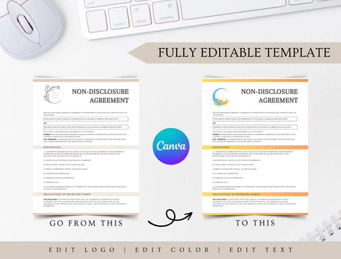 Non Disclosure Agreement Template | Editable Confidentiality Contract PDF | Business Legal Protection Document | Printable NDA Form