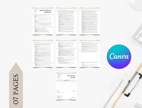 Moving Contract Template | Editable Relocation Services Agreement PDF | Movers Legal Business Document | Printable Moving Contract