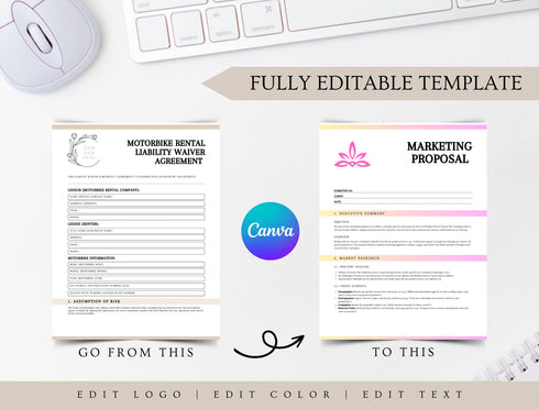 Motorbike Rental Liability Waiver Template | Motorcycle Rental Agreement PDF | Editable Legal Release Form | Printable Rental Waiver