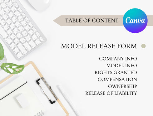 Model Release Form Template | Editable Photography Permission Agreement PDF | Legal Photo Shoot Talent Document | Printable Form