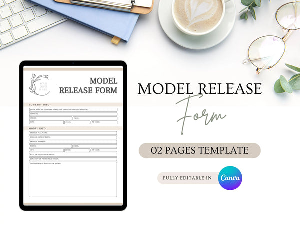 Model Release Form Template | Editable Photography Permission Agreement PDF | Legal Photo Shoot Talent Document | Printable Form