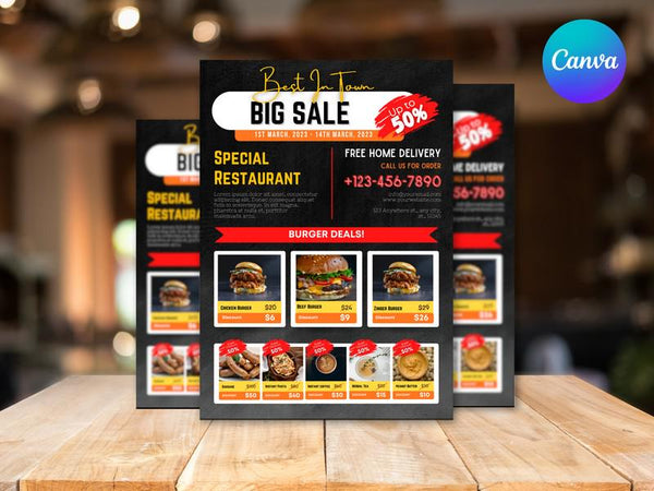 Big Sale Flyer, Editable Canva Template, Mega Discount Promotion Poster, Business Marketing Social Media Print, Digital Download