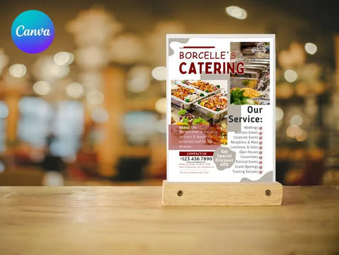 Borcelle Catering Flyer, Editable Canva Template, Food Service Promotion Poster, Restaurant Catering Business, Digital Download