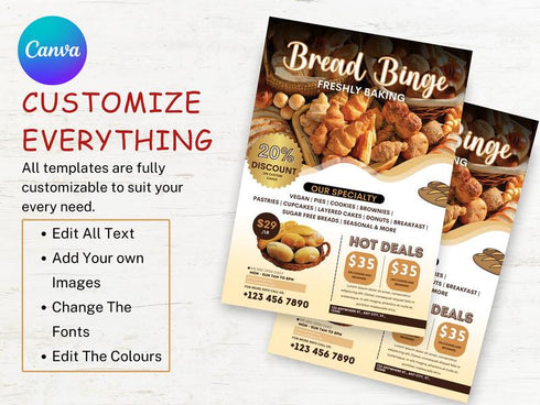 Bread Binge Discount Offer Flyer, Editable Canva Template, Bakery Promotion Poster Bread Sale, Digital Download, Bakery Flyer