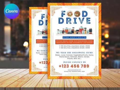 Editable Food Drive Flyer Template, Food Flyer Template, Printable Donation Fundraiser, Canned Food Drive Flyer Template, Food Drive Flyer