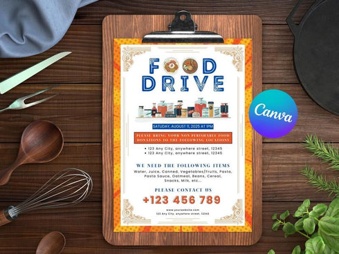Editable Food Drive Flyer Template, Food Flyer Template, Printable Donation Fundraiser, Canned Food Drive Flyer Template, Food Drive Flyer