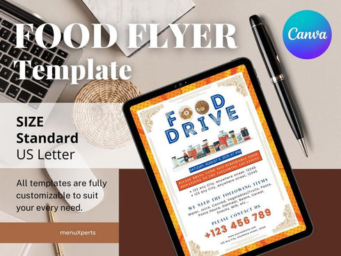 Editable Food Drive Flyer Template, Food Flyer Template, Printable Donation Fundraiser, Canned Food Drive Flyer Template, Food Drive Flyer