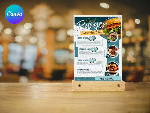 Burger Fast Food Flyer Template, Restaurant Food Flyer, Menu Template, Canva Template, Flyer Template, Price List Template, Food Poster