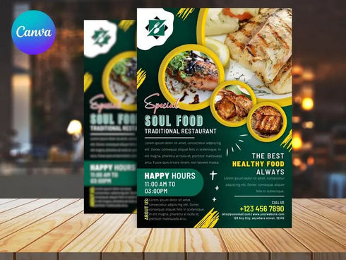 Soul Food Flyer, Food Flyer Template, Soul Food Editable Template, Cookout Flyer, Food Party Flyer, Editable Canva Food Menu Flyer Template