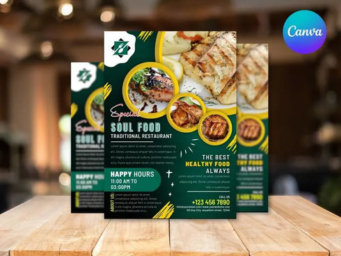 Soul Food Flyer, Food Flyer Template, Soul Food Editable Template, Cookout Flyer, Food Party Flyer, Editable Canva Food Menu Flyer Template