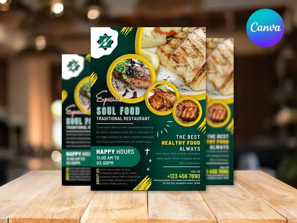 Soul Food Flyer, Food Flyer Template, Soul Food Editable Template, Cookout Flyer, Food Party Flyer, Editable Canva Food Menu Flyer Template