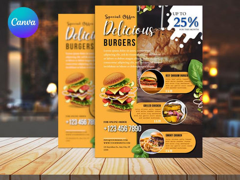 Fast Food Flyer Template, Editable Flyer Template, Restaurant Food Flyer, Restaurant Branding, Food Sale Flyer, Food Flyer, Food Template