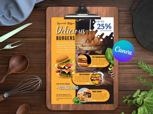 Fast Food Flyer Template, Editable Flyer Template, Restaurant Food Flyer, Restaurant Branding, Food Sale Flyer, Food Flyer, Food Template