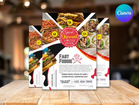 Fast Foodie Flyer Template, Food Menu Flyer Template for Canva, Restaurant Menu, Foodie Poster Design Template, Editable Template