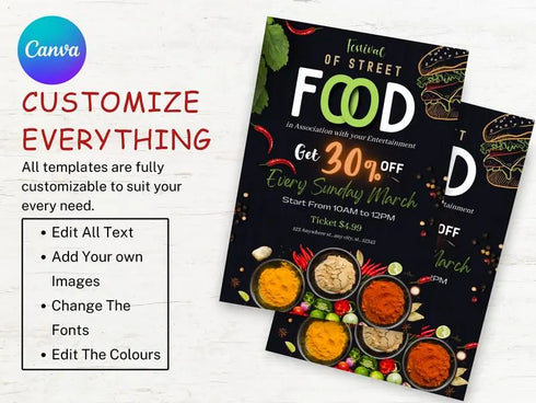Grand Opening Flyer Template, Restaurant Food Menu, Menu Template, Customizable Menu Design, Food Menu Template, Sale Items Event Flyer