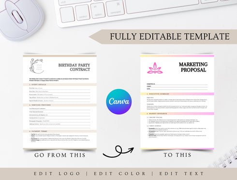 Birthday Party Contract Template | Event Planning Agreement PDF | Editable Party Services Legal Document | Printable Planner Contract
