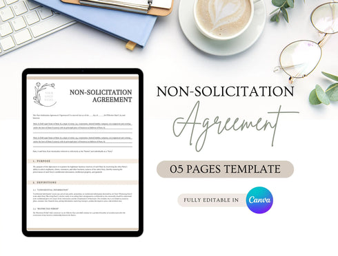 Non-Solicitation Agreement Template | Editable Business Legal Contract PDF | Employee & Contractor Protection Agreement | Printable Form