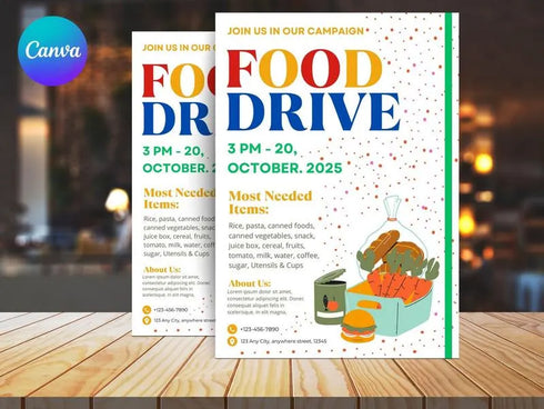 Editable Food Drive Flyer, Food Drive Flyer, Food Flyer Template, Fundraising Nonprofit Charity Event Instant Download Card, Feed The Poor