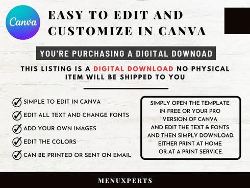 Cozy Restaurant Flyer Template, Editable Cafe Bistro Menu Flyer, Restaurant Food Promotion Poster, Canva Marketing Template Instant Download
