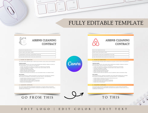 Airbnb Cleaning Contract Template | Housekeeping Agreement PDF | Editable Short Term Rental Cleaning Contract | Printable Service Document