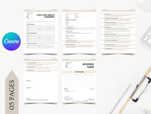 Lawn Care Service Agreement Template | Landscaping Contract PDF | Editable Yard Maintenance Legal Document | Printable Lawn Care Contract