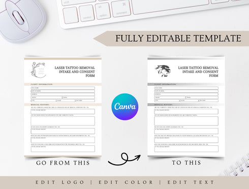 Laser Tattoo Removal Consent Form | Editable Intake Agreement PDF | Medical Spa Client Consent Document | Tattoo Removal Legal Form