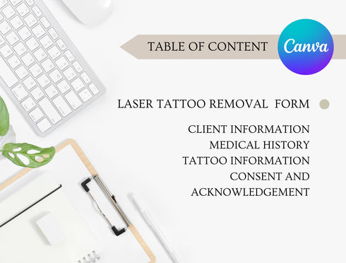 Laser Tattoo Removal Consent Form | Editable Intake Agreement PDF | Medical Spa Client Consent Document | Tattoo Removal Legal Form