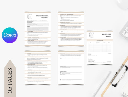 Kitchen Remodel Contract Template | Editable Home Renovation Agreement PDF | Contractor Client Legal Document | Remodeling Contract