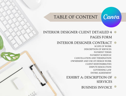 Interior Designer Contract Template | Editable Design Service Agreement PDF | Home Design Client Legal Document | Interior Design Contract