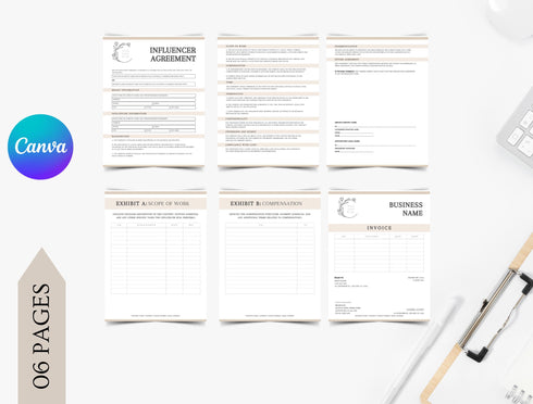 Influencer Agreement Template | Social Media Contract PDF | Brand Collaboration Legal Document | Editable Influencer Contract