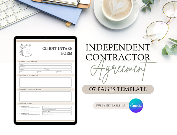 Independent Contractor Agreement Template | Freelance Contract PDF | Editable Service Provider Legal Document | Contractor Agreement