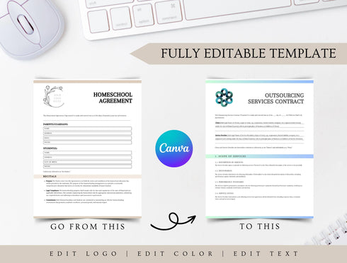 Homeschool Agreement Template | Editable Parent Teacher Education Contract PDF | Printable Learning Agreement Document | Homeschool Plan
