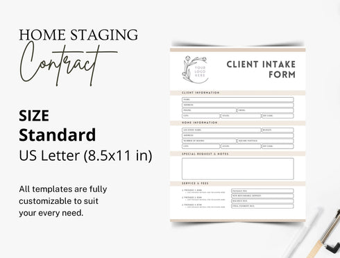 Home Staging Contract Template | Real Estate Staging Agreement PDF | Editable Property Staging Legal Document | Printable Contract