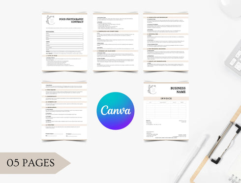 Food Photography Contract Template | Photographer Agreement PDF | Editable Creative Legal Document | Printable Photography Contract
