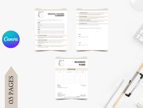 Financial Coaching Agreement Template | Coaching Contract PDF | Editable Client Legal Document | Printable Financial Coach Agreement