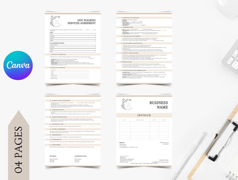 Dog Walking Contract Template | Editable Dog Walker Agreement PDF | Pet Care Service Legal Document | Printable Dog Walking Contract