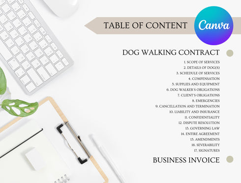 Dog Walking Contract Template | Editable Dog Walker Agreement PDF | Pet Care Service Legal Document | Printable Dog Walking Contract