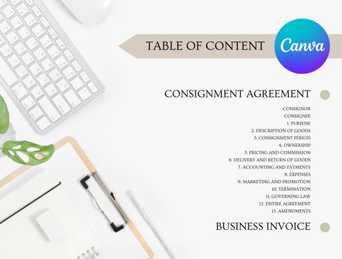Consignment Agreement Template | Editable Retail Sales Contract PDF | Printable Business Legal Document | Consignment Store Contract
