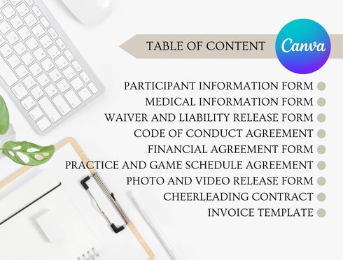 Cheerleading Forms and Contract Template | Editable Team Agreement PDF | Printable Sports Legal Document | Cheer Contract Bundle