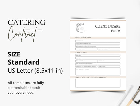 Catering Contract Template | Editable Food Service Agreement PDF | Printable Event Catering Legal Document | Catering Service Contract