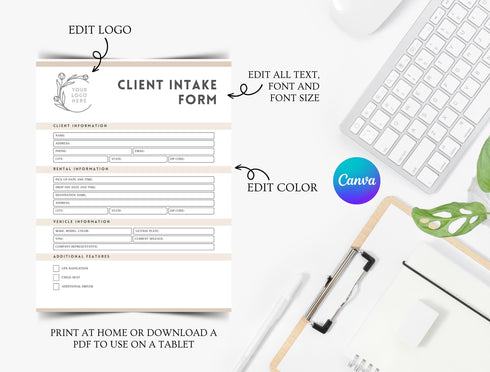 Car Rental Contract Template | Editable Vehicle Lease Agreement PDF | Printable Legal Rental Document | Auto Rental Contract