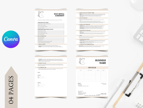 Boat Rental Agreement Template | Editable Marine Lease Contract PDF | Printable Legal Rental Document | Watercraft Rental Form