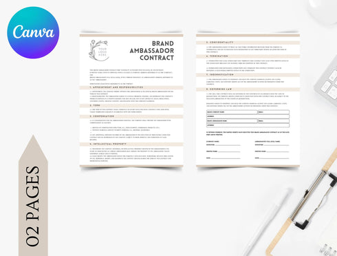 Brand Ambassador Contract Template | Marketing Agreement PDF | Editable Influencer Legal Document | Printable Brand Ambassador Contract