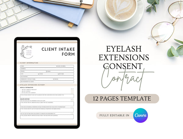 Eyelash Extensions Consent Form | Lash Client Agreement PDF | Editable Beauty Service Legal Document | Printable Lash Consent Template