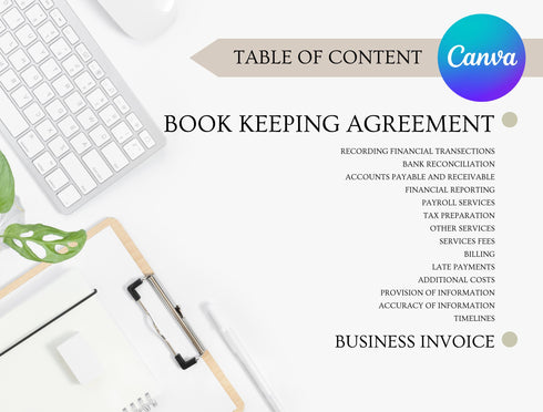 Bookkeeping Service Agreement Template | Accounting Contract PDF | Editable Business Legal Document | Printable Bookkeeping Agreement