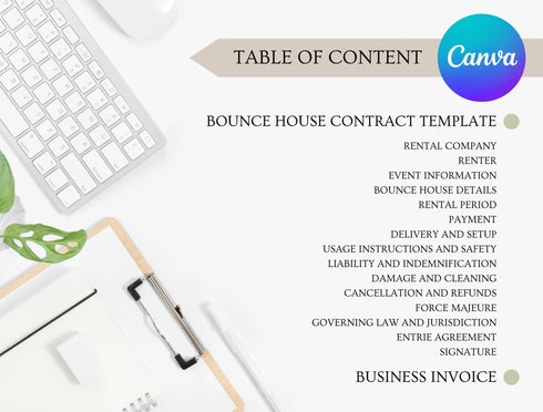 Bounce House Rental Contract Template | Party Rental Agreement PDF | Editable Inflatable Rental Legal Document | Printable Contract